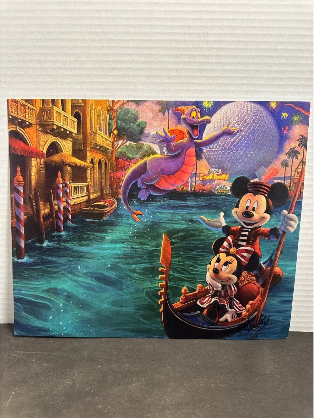 Disney Larry Dotson Signed EPCOT Italy Pavilion Mickey Minnie Figment Print 10x8